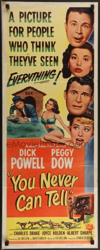 3m1132 YOU NEVER CAN TELL insert 1951 Dick Powell is a reincarnated dog who inherited a fortune!