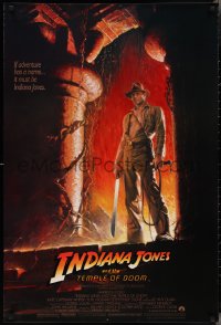 3m0868 INDIANA JONES & THE TEMPLE OF DOOM 1sh 1984 adventure is Harrison Ford's name, Wolfe art!