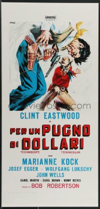 3m0455 FISTFUL OF DOLLARS Italian locandina R1970s different artwork of generic cowboy by Symeoni!