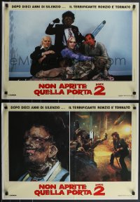 3m0443 TEXAS CHAINSAW MASSACRE PART 2 set of 6 Italian 19x26 pbustas 1987 Tobe Hooper horror sequel!