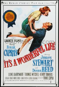 3m0041 IT'S A WONDERFUL LIFE 24x36 video poster R1986 art of James Stewart & Donna Reed in Frank Capra classic!