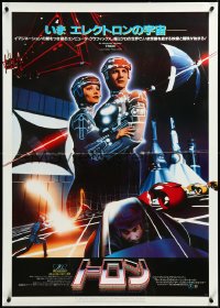 3m0514 TRON Japanese 29x41 1982 Jeff Bridges, Boxleitner in title role, black background design!