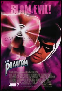 3m0928 PHANTOM advance 1sh 1996 Lee Falk, masked hero Billy Zane in the title role, slam evil!