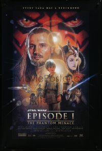 3m0929 PHANTOM MENACE style B fan club 1sh 1999 George Lucas, Star Wars Episode I, Drew Struzan art!