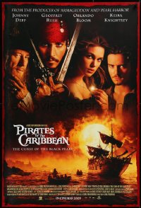 3m0931 PIRATES OF THE CARIBBEAN int'l advance DS 1sh 2003 Geoffrey Rush, Knightley, the Black Pearl!