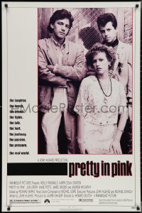 3m0938 PRETTY IN PINK 1sh 1986 great portrait of Molly Ringwald, Andrew McCarthy & Jon Cryer!