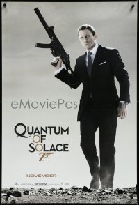 3m0943 QUANTUM OF SOLACE teaser 1sh 2008 Daniel Craig as Bond w/silenced H&K UMP submachine gun!