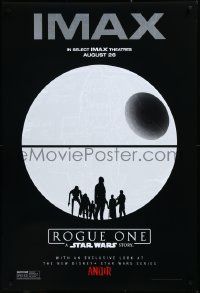 3m0961 ROGUE ONE IMAX DS 1sh R2022 Star Wars, art of Death Star with silhouettes of the cast!