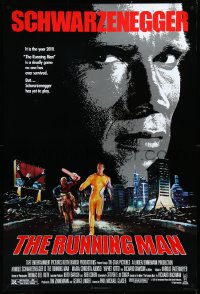 3m0964 RUNNING MAN 1sh 1987 Arnold Schwarzenegger in the year 2019, different & rare!