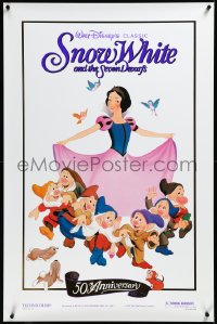 3m0981 SNOW WHITE & THE SEVEN DWARFS foil 1sh R1987 Walt Disney cartoon fantasy classic!