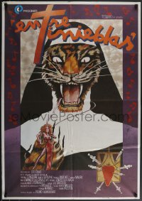 3m0373 DARK HABITS Spanish 1983 Pedro Almodovar's Entre Tinieblas, wild tiger nun art by Zulueta!