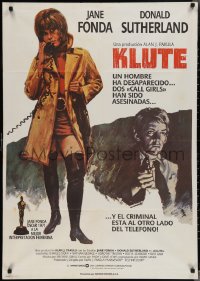 3m0393 KLUTE Spanish R1984 completely different artwork of Donald Sutherland & sexy Jane Fonda!