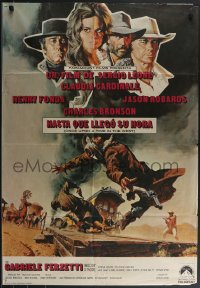 3m0403 ONCE UPON A TIME IN THE WEST Spanish 1969 Leone, art of cast by Frank McCarthy, ultra rare!