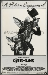 3m0092 GREMLINS 25x38 special poster 1984 completely different art of Gizmo in tuxedo, rare!