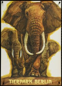 3m0115 TIERPARK BERLIN 23x32 East German special poster 1987 Reiner Zieger art of elephants!