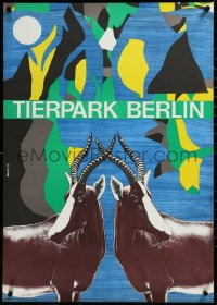 3m0120 TIERPARK BERLIN 23x32 East German special poster 1977 Axel Bengs art of the blesbok!