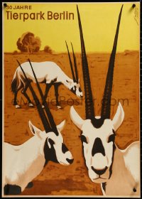 3m0125 TIERPARK BERLIN 23x32 East German special poster 1984 Horst Naumann art of gemsbok!