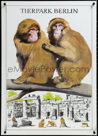 3m0114 TIERPARK BERLIN 23x32 East German special poster 1981 K. Rietschell art of monkeys!