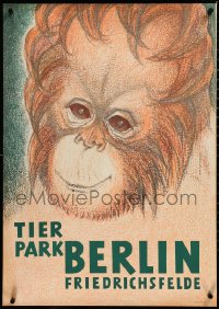 3m0118 TIERPARK BERLIN 23x32 East German special poster 1988 Ulrich Nagel art of orangutan!