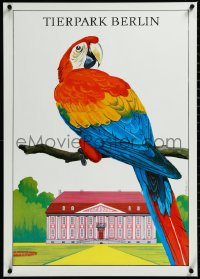 3m0133 TIERPARK BERLIN 23x32 East German special poster 1979 art of one parrot by Rietschel!