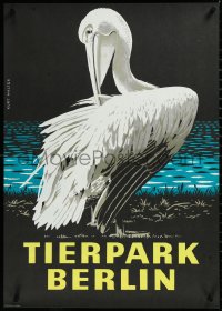 3m0119 TIERPARK BERLIN 23x32 East German special poster 1978 wonderful art of pelican by Kurt Walter!