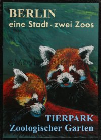 3m0136 TIERPARK BERLIN 17x24 German special poster 2001 Reiner Zieger art of red pandas, rare!