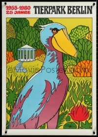 3m0130 TIERPARK BERLIN 23x32 East German special poster 1980 Rietschell, shoebill stork!