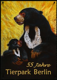 3m0129 TIERPARK BERLIN 24x33 German special poster 2010 art of Sun Bears by Zieger!