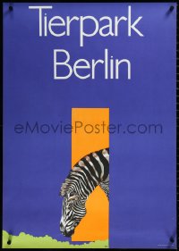 3m0122 TIERPARK BERLIN 23x33 East German special poster 1980 art of grazing zebra by R&Z!