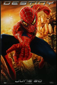 3m0993 SPIDER-MAN 2 teaser 1sh 2004 great image of Tobey Maguire in the title role, Destiny!