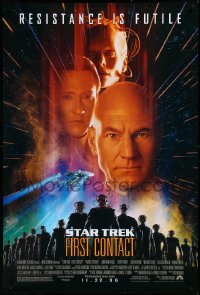 3m1001 STAR TREK: FIRST CONTACT advance 1sh 1996 Jonathan Frakes, Stewart, Spiner, sexy Borg Krige!