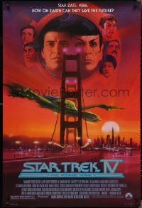 3m0999 STAR TREK IV 1sh 1986 art of Leonard Nimoy, Shatner & Klingon Bird-of-Prey by Bob Peak!