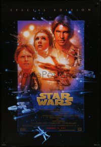 3m1002 STAR WARS style B advance 1sh R1997 George Lucas sci-fi classic, cool art montage by Drew Struzan!