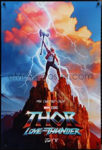 3m1024 THOR: LOVE & THUNDER teaser DS 1sh 2022 Chris Hemsworth in title role holding axe on mountain!