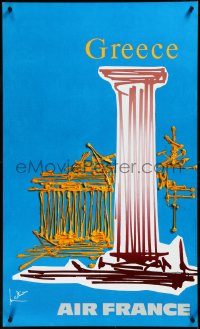 3m0051 AIR FRANCE GREECE 24x40 French travel poster 1968 great Georges Mathieu art of ruins & more!