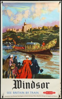 3m0055 BRITISH RAILWAYS WINDSOR 25x40 English travel poster 1960s Nicoll art, Windsor Palace, rare!