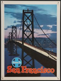 3m0059 SANTA FE SAN FRANCISCO 18x24 travel poster 1950s image of San Francisco-Oakland Bay Bridge!