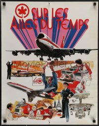 3m0064 SUR LES AILES DU TEMPS 19x24 Canadian travel poster 1977 P. Lynde art, Air Canada celebration!