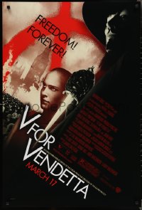 3m1048 V FOR VENDETTA advance DS 1sh 2005 Wachowskis, Natalie Portman, Hugo Weaving, city in flames!