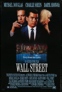 3m1058 WALL STREET 1sh 1987 Michael Douglas, Charlie Sheen, Daryl Hannah, Oliver Stone!