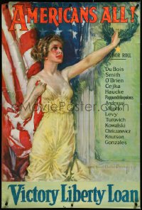3m0028 AMERICANS ALL 27x40 WWI war poster 1919 wonderful Howard Chandler Christy patriotic art!