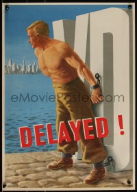 3m0030 DELAYED VD 16x22 Australian WWII war poster 1946 art of man chained to venereal disease!