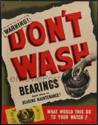 3m0036 WARNING DON'T WASH BEARINGS 2-sided 17x22 WWII war poster 1944 Air Service Command, rare!