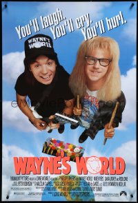 3m1061 WAYNE'S WORLD 1sh 1991 Mike Myers, Dana Carvey, one world, one party, excellent!