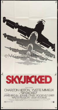 3p0361 SKYJACKED 3sh 1972 Charlton Heston, Yvette Mimieux, cool art of Boeing 707 airplane!