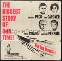 3p0326 ON THE BEACH 6sh 1959 art of Gregory Peck, Ava Gardner, Fred Astaire & Anthony Perkins!