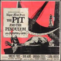 3p0333 PIT & THE PENDULUM 6sh 1961 Edgar Allan Poe's greatest terror tale, horror art, ultra rare!