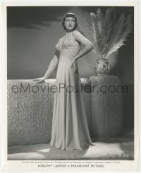 3p1936 DOROTHY LAMOUR 8.25x10 still 1939 modeling a formal gown from her own personal wardrobe!