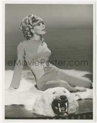 3p1948 ELKE SOMMER TV 7x9 still 1968 the bear doesn't mind being a rug when she's sitting on it!