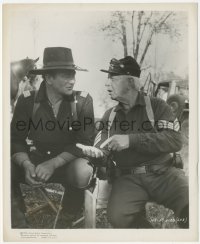 3p1992 HORSE SOLDIERS candid deluxe 8.25x10 still 1959 John Wayne & Hoot Gibson chatting on set!